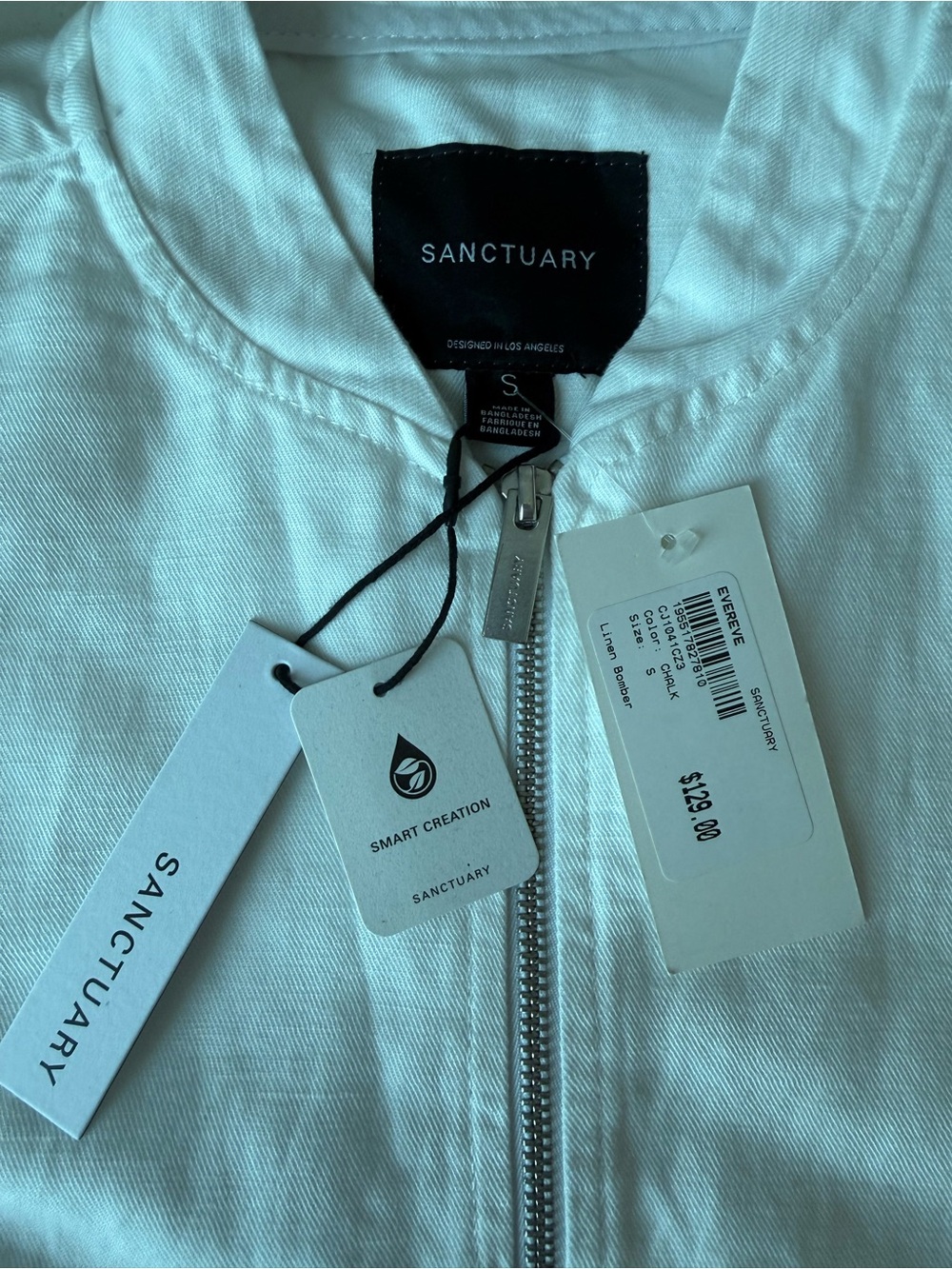 Evereve Sanctuary White Linen Bomber Jacket - Picture 3 of 5